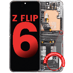 Inner Ecrã OLED com Aro Compatible para Samsung Galaxy Z Flip 6 5G (F741) (US & International) (Compatível Plus) (Silver Shadow)