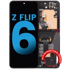 Inner Ecrã OLED com Aro Compatible para Samsung Galaxy Z Flip 6 5G (F741) (US & International) (Aftermarket) (Black)