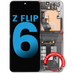 Inner Ecrã OLED com Aro Compatible para Samsung Galaxy Z Flip 6 5G (F741) (US & International) (Aftermarket) (Silver Shadow)