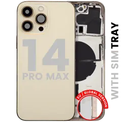 Back Housing W/ Small Parts para iPhone 14 Pro Max (EU / Global Version) (Used OEM Pull: Grade C) (Gold)