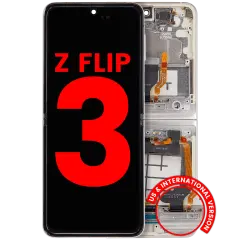 Inner Ecrã OLED com Aro Compatible para Samsung Galaxy Z Flip 3 5G (F711) (US & International) (Compatível Plus) (Cream)