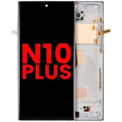 Ecrã LCD com Aro (Without Sensor de Impressão Digital) para Samsung Galaxy Note 10 Plus (Aftermarket Plus: Incell) (Aura Glow / Silver)