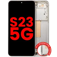 Ecrã OLED com Aro para Samsung Galaxy S23 5G (US & International) (Compatível Plus) (Cream)