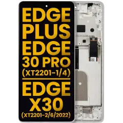 Ecrã OLED com Aro para Motorola Moto Edge Plus / Edge 30 Pro (XT2201-1/4) / Edge X30 5G (XT2201-2/6 /2022) (Recondicionado) (Stardust White)