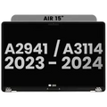Ecrã LCD Completo para MacBook Air 15" (A2941 / Mid 2023) / Air 15" (A3114 / Mid 2024) (Pre-installed Lid Angle Sensor cable) (Used OEM Pull: Grade A) (Cinzento Sideral)