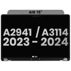 Ecrã LCD Completo para MacBook Air 15" (A2941 / Mid 2023) / Air 15" (A3114 / Mid 2024) (Pre-installed Lid Angle Sensor cable) (Used OEM Pull: Grade A) (Cinzento Sideral)