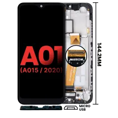 Ecrã LCD com Aro para Samsung Galaxy A01 4G (A015 / 2020) (Global Model) (Micro USB Frame) (Compatível Plus) (Todas as Cores)