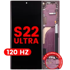 Ecrã OLED com Aro para Samsung Galaxy S22 Ultra 5G (US & International Version) (Compatível Plus) (120Hz) (Burgundy)