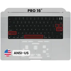 Palmrest com Teclado (ANSI US) para MacBook Pro 16" A2485 (2021) / A2780 (2023) (OEM Usado: Grau B/C) (Cinzento Sideral)