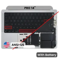 Palmrest with Battery and Keyboard (ANSI US) para MacBook Pro 14" A2442 (2021) / A2779 (2023) (OEM Original) (Silver)