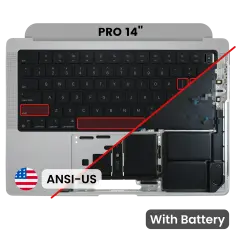 Palmrest with Battery and Keyboard (ANSI US) para MacBook Pro 14" A3185 (2024) (OEM Original) (Silver)