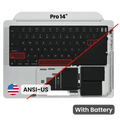 Palmrest with Battery and Keyboard (ANSI US) para MacBook Pro 14" A2442 (2021) / A2779 (2023) (OEM Usado: Grau B/C) (Silver)