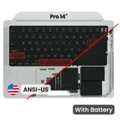 Palmrest with Battery and Keyboard (ANSI US) para MacBook Pro 14" A2442 (2021) / A2779 (2023) (OEM Usado: Grau B/C) (Silver)