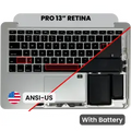 Palmrest with Battery and Keyboard (ANSI US) para MacBook Pro 13" A1425 (2012-2013) (OEM Usado: Grau B/C)