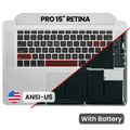 Palmrest with Battery and Keyboard (ANSI US) para MacBook Pro 15" A1398 (2013-2014) (OEM Usado: Grau B/C)