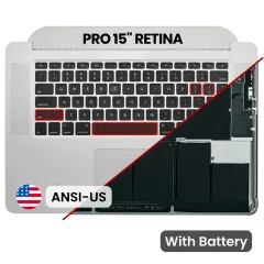 Palmrest with Battery and Keyboard (ANSI US) para MacBook Pro 15" A1398 (2013-2014) (OEM Usado: Grau B/C)