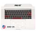 Palmrest com Teclado (ANSI US) para MacBook Pro 15" A1707 (2016-2017) (OEM Usado: Grau B/C) (Silver)