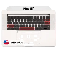 Palmrest com Teclado (ANSI US) para MacBook Pro 15" A1707 (2016-2017) (OEM Usado: Grau B/C) (Silver)