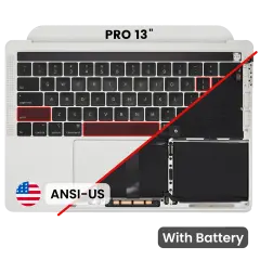 Palmrest with Battery and Keyboard (ANSI US) para MacBook Pro 13" A2159 (2019) (OEM Usado: Grau B/C) (Silver)