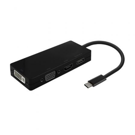 Conversor USB Tipo-C Aisens A109-0679/ HDMI Hembra - VGA Hembra - DVI Hembra - DisplayPort Hembra/ 15cm/ Preto