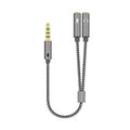 Cable Estéreo Aisens A128-0415/ Jack 3.5 Macho - 2x Jack 3.5 Hembra/ 25cm/ Gris