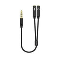 Cable Estéreo Aisens A128-0416/ Jack 3.5 Macho - 2x Jack 3.5 Hembra/ 25cm/ Preto