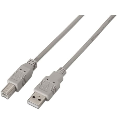Cable USB 2.0 Impressora Aisens A101-0001/ USB Tipo-B Macho - USB Macho/ 1m/ Beige