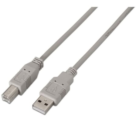 Cable USB 2.0 Impressora Aisens A101-0003/ USB Tipo-B Macho - USB Macho/ 3m/ Beige