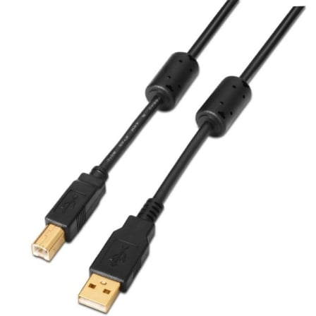 Cable USB 2.0 Impressora Aisens A101-0009/ USB Tipo-B Macho - USB Macho/ 2m/ Preto
