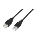Cable Alargador USB 2.0 Aisens A101-0015/ USB Macho - USB Hembra/ Hasta 2.5W/ 60Mbps/ 1m/ Preto