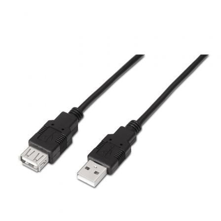 Cable Alargador USB 2.0 Aisens A101-0015/ USB Macho - USB Hembra/ Hasta 2.5W/ 60Mbps/ 1m/ Preto