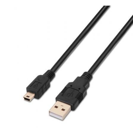 Cable USB 2.0 Aisens A101-0024/ USB Macho - MiniUSB Macho/ 1m/ Preto