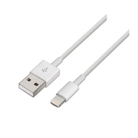 Cable USB 2.0 Lightning Aisens A102-0036/ USB Macho - Lightning Macho/ 2m/ Branco