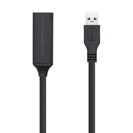 Cable Alargador USB 3.0 con Amplificador Aisens A105-0407/ USB Macho - USB Hembra/ Hasta 9W/ 625Mbps/ 5m/ Preto