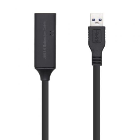 Cable Alargador USB 3.0 con Amplificador Aisens A105-0409/ USB Macho - USB Hembra/ Hasta 9W/ 625Mbps/ 15m/ Preto