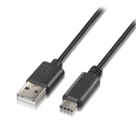 Cable USB 2.0 Tipo-C Aisens A107-0050/ USB Tipo-C Macho - USB Macho/ 480Mbps/ 50cm/ Preto