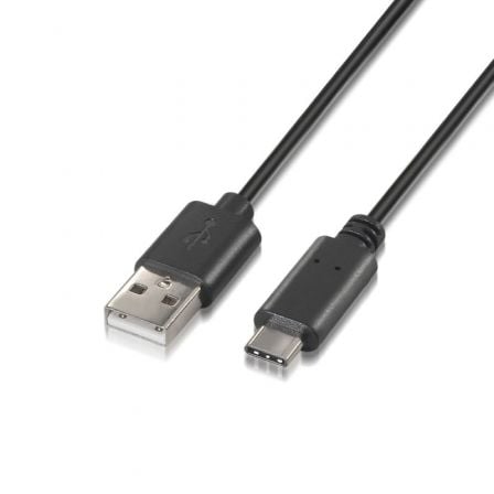 Cable USB 2.0 Tipo-C Aisens A107-0052/ USB Tipo-C Macho - USB Macho/ 480Mbps/ 2m/ Preto
