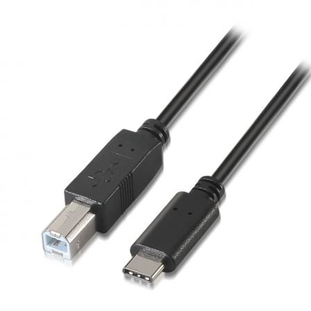 Cable USB 2.0 Impressora Aisens A107-0053/ USB Tipo-C Macho - USB Tipo-B Macho/ 480Mbps/ 1m/ Preto