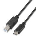 Cable USB 2.0 Impressora Aisens A107-0054/ USB Tipo-C Macho - USB Tipo-B Macho/ 480Mbps/ 2m/ Preto