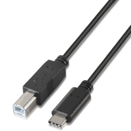Cable USB 2.0 Impressora Aisens A107-0054/ USB Tipo-C Macho - USB Tipo-B Macho/ 480Mbps/ 2m/ Preto