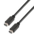 Cable USB 2.0 Tipo-C Aisens A107-0055/ USB Tipo-C Macho - USB Tipo-C Macho/ 480Mbps/ 50cm/ Preto