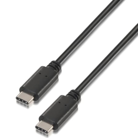 Cable USB 2.0 Tipo-C Aisens A107-0055/ USB Tipo-C Macho - USB Tipo-C Macho/ 480Mbps/ 50cm/ Preto