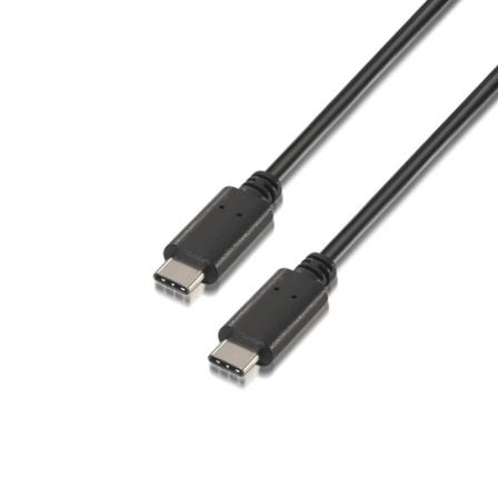 Cable USB 2.0 Tipo-C Aisens A107-0056/ USB Tipo-C Macho - USB Tipo-C Macho/ 480Mbps/ 1m/ Preto