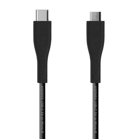 Cable USB 2.0 Aisens A107-0349/ USB Tipo-C Macho - MicroUSB Macho/ 480Mbps/ 1m/ Preto