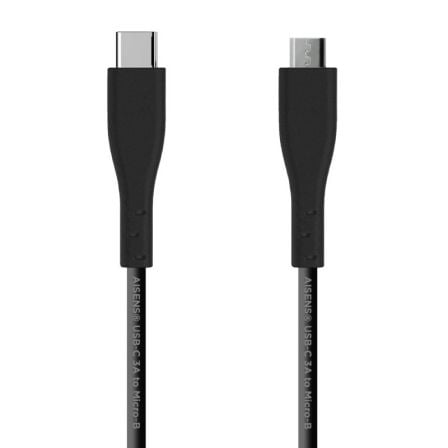Cable USB 2.0 Tipo-C Aisens A107-0350/ USB Tipo-C Macho - MicroUSB/ 480Mbps/ 2m/ Preto