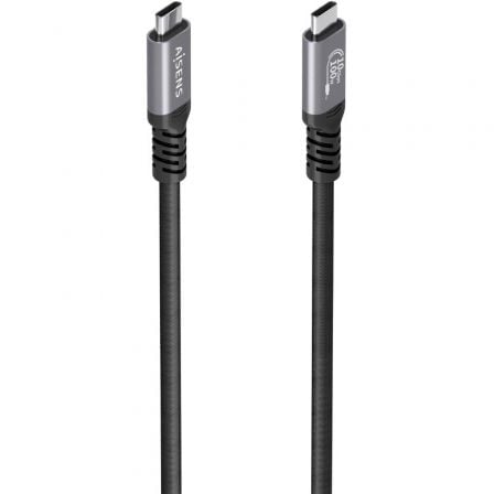 Cable USB 3.2 Tipo-C Aisens A107-0990/ USB Tipo-C Macho - USB Tipo-C Macho/ Hasta 100W/ 10Gbps/ 5m/ Preto