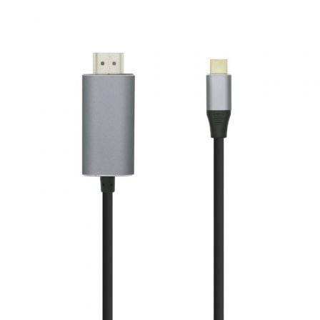 Cable Conversor Aisens A109-0393/ USB Tipo-C Macho - HDMI Macho/ Hasta 27W/ 1250Mbps/ 1.8m/ Preto