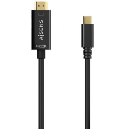 Cable Conversor HDMI 4K Aisens A109-0624/ USB Tipo-C Macho - HDMI Macho/ Hasta 27W/ 1250Mbps/ 1.8m/ Preto