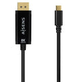 Cable Conversor Aisens A109-0688/ USB Tipo-C Macho - DisplayPort Macho/ Hasta 27W/ 1250Mbps/ 80cm/ Preto