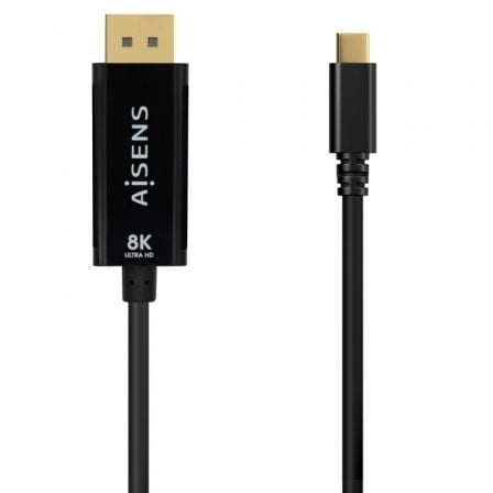 Cable Conversor Aisens A109-0688/ USB Tipo-C Macho - DisplayPort Macho/ Hasta 27W/ 1250Mbps/ 80cm/ Preto